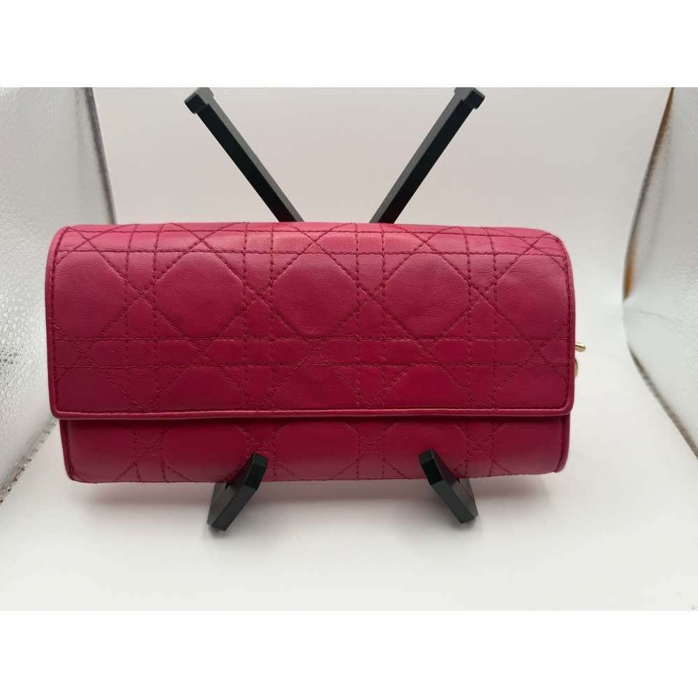 Christian Dior Wallet Womens OS Pink Lady Dior Cannage Lambskin Long Wallet - Picture 4 of 9